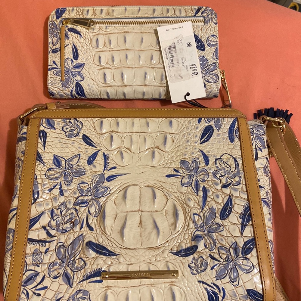 Brahmin bag with matching wallet. Crocodile skin.